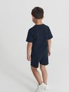 Reiss Navy Preston Junior Textured Crew Neck T-Shirt