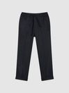 Reiss Navy Brighton Casual Cropped Tapered Trousers