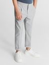 Reiss Soft Grey Brighton Casual Cropped Tapered Trousers