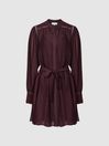 Reiss Burgundy Harriet Lace Trim Mini Dress