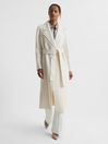 Reiss Cream Ariel Wool Blend Blindseam Belted Coat