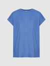 Reiss Blue Tereza Cotton Jersey T-Shirt