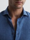 Reiss Cornflower Blue Linen Regular Fit Shirt
