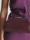 Reiss Fuschia Adaline Embellished Clutch Bag