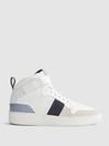 Reiss White/Blue Mix Aira High Top Leather Trainers