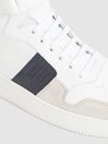 Reiss White/Blue Mix Aira High Top Leather Trainers