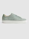 Reiss Mint Finley Leather Trainers