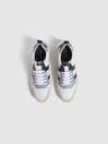 Reiss Airforce Blue Shelton Leather Trainers