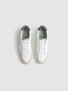 Reiss White/Forest Ashley Leather Contrast Sole Trainers