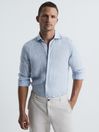 Reiss Light Blue Ruban Linen Regular Fit Shirt