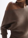 Reiss Mink Lorna Asymmetric Drape Knitted Top