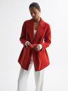 Reiss Red Amalia Belted Blindseam Short Wool Coat