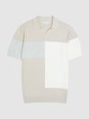 Reiss Natural Tondo Open Collar Colourblock Polo T-Shirt