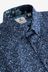 Navy Blue Paisley Regular Fit Short Sleeve Printed Trimmed Shirt