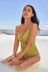 Lime Green High Shine Ruched Tummy Control Wrap Swimsuit