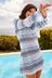 Blue Stripe Crochet Knitted Beach Cover-Up Dress