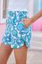 Blue on White Floral Linen Blend Pull on Boy Wei Shorts