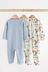 Blue Cotton Baby Sleepsuits 3 Pack (0mths-2yrs)