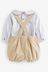 Neutral Baby Smart Dungarees And Woven Collar Bodysuit 3 Piece Set (0mths-2yrs)