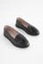 Black Narrow Fit (E) School Leather Tassel Loafers