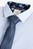White/Navy Blue Check Slim Fit Single Cuff Shirt And Tie Pack