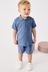 Blue Short Sleeve Jersey Zip Neck buy Polo Shirt And Shorts Set (3mths-7yrs)