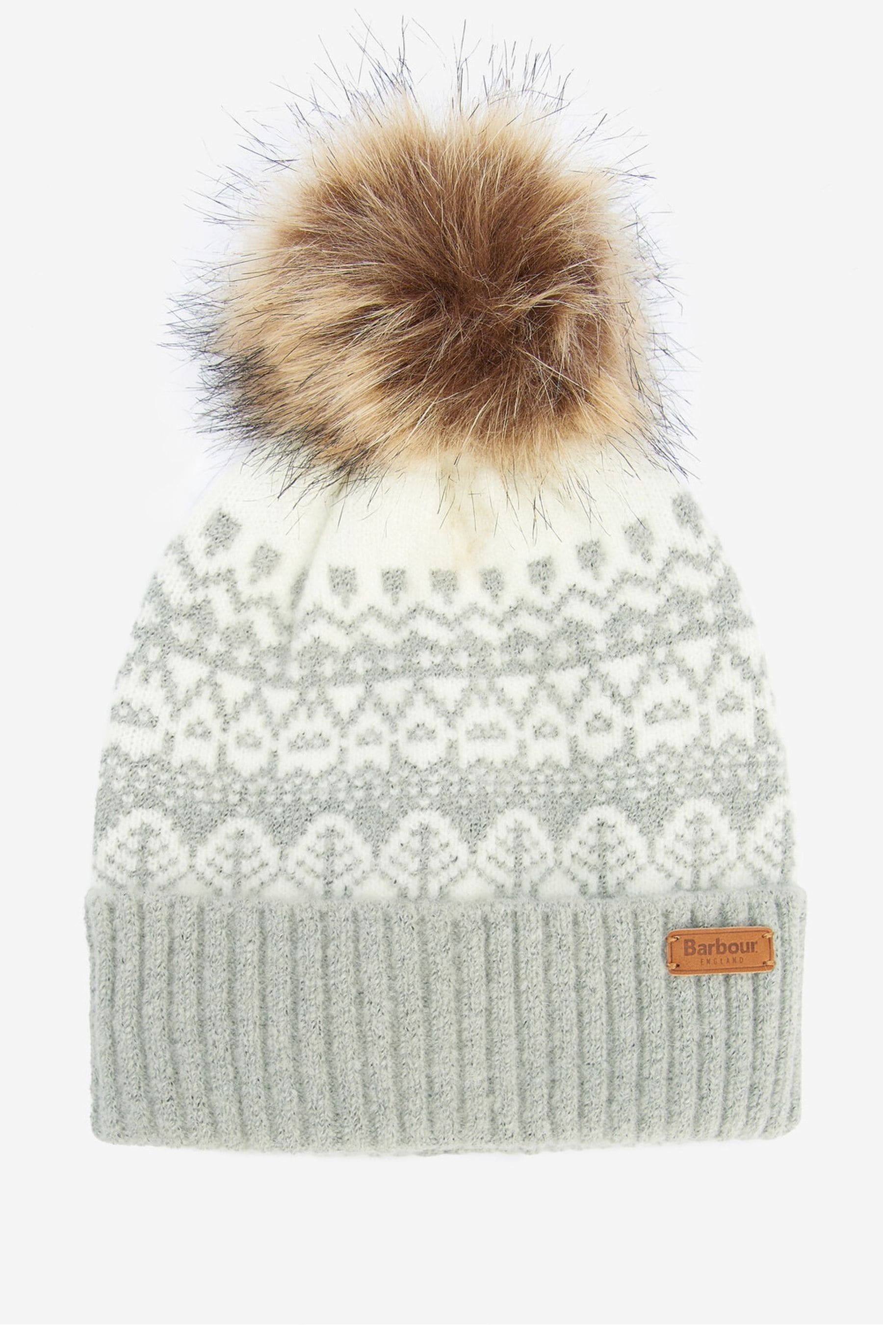 Barbour grey bobble hat hotsell