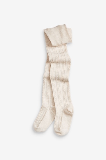 Buy Oatmeal Cream Cotton Rich Cable Tights from the Next UK online
