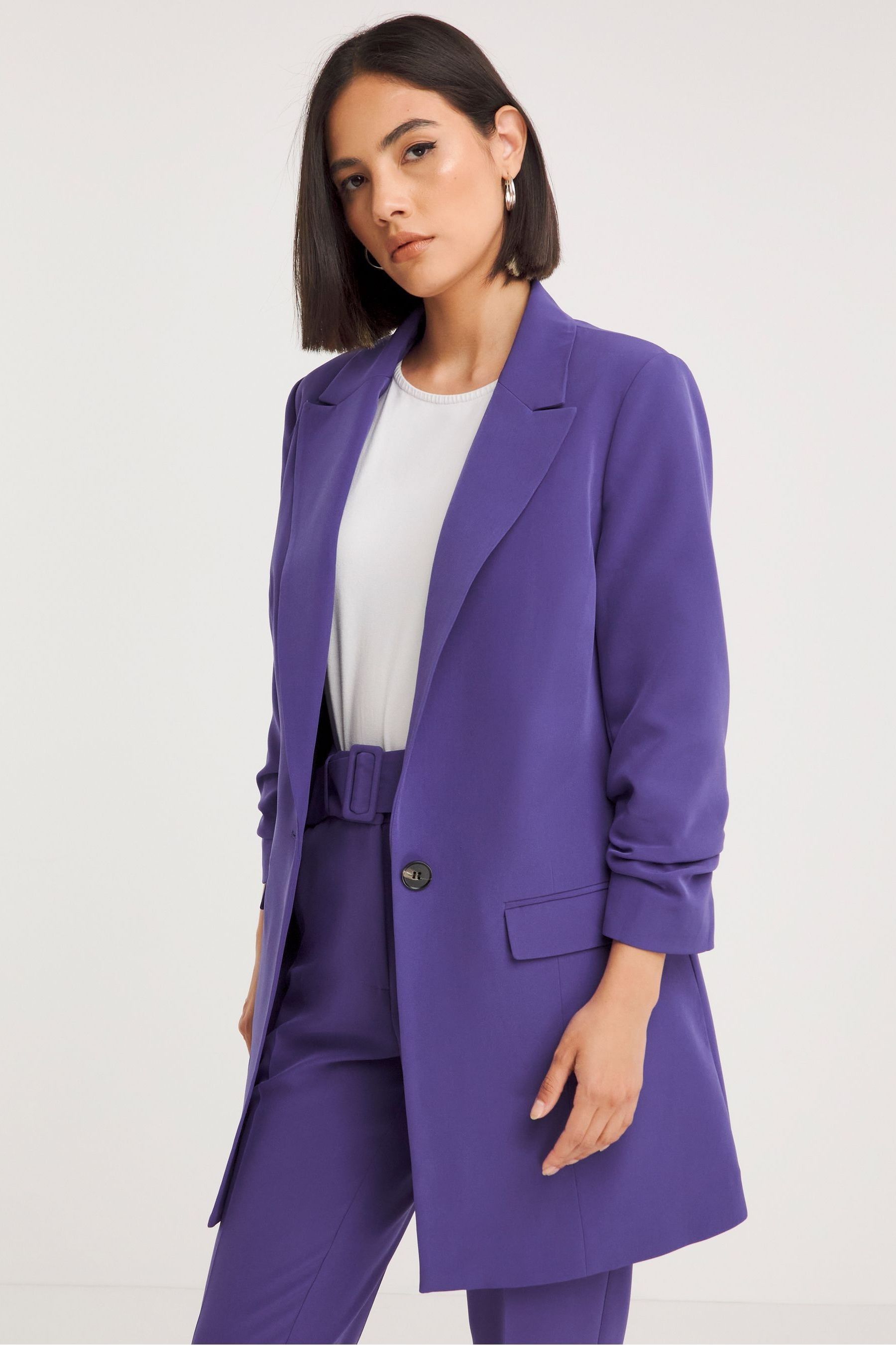 Buy Simply Be Purple Ruched Sleeve Blazer from the Next UK online shop