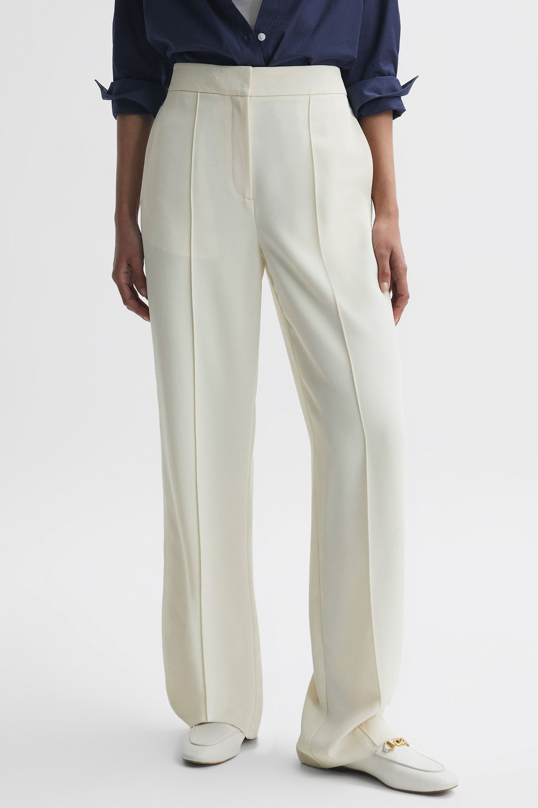Buy Reiss Cream Aleah Pull On Wide Leg Trousers from the Next UK online ...