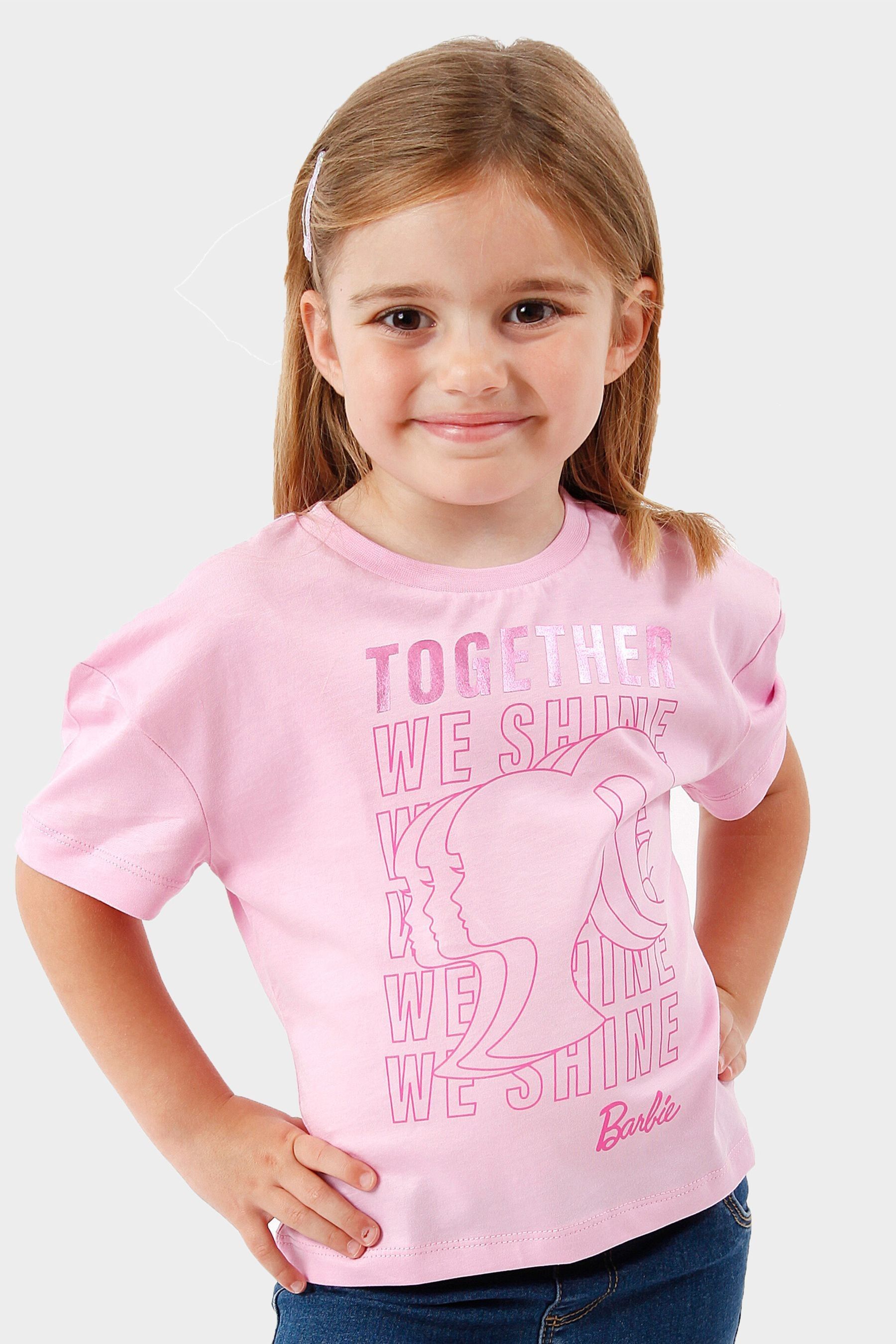 Buy Character Pink Together We Shine Girls Barbie T Shirt from the