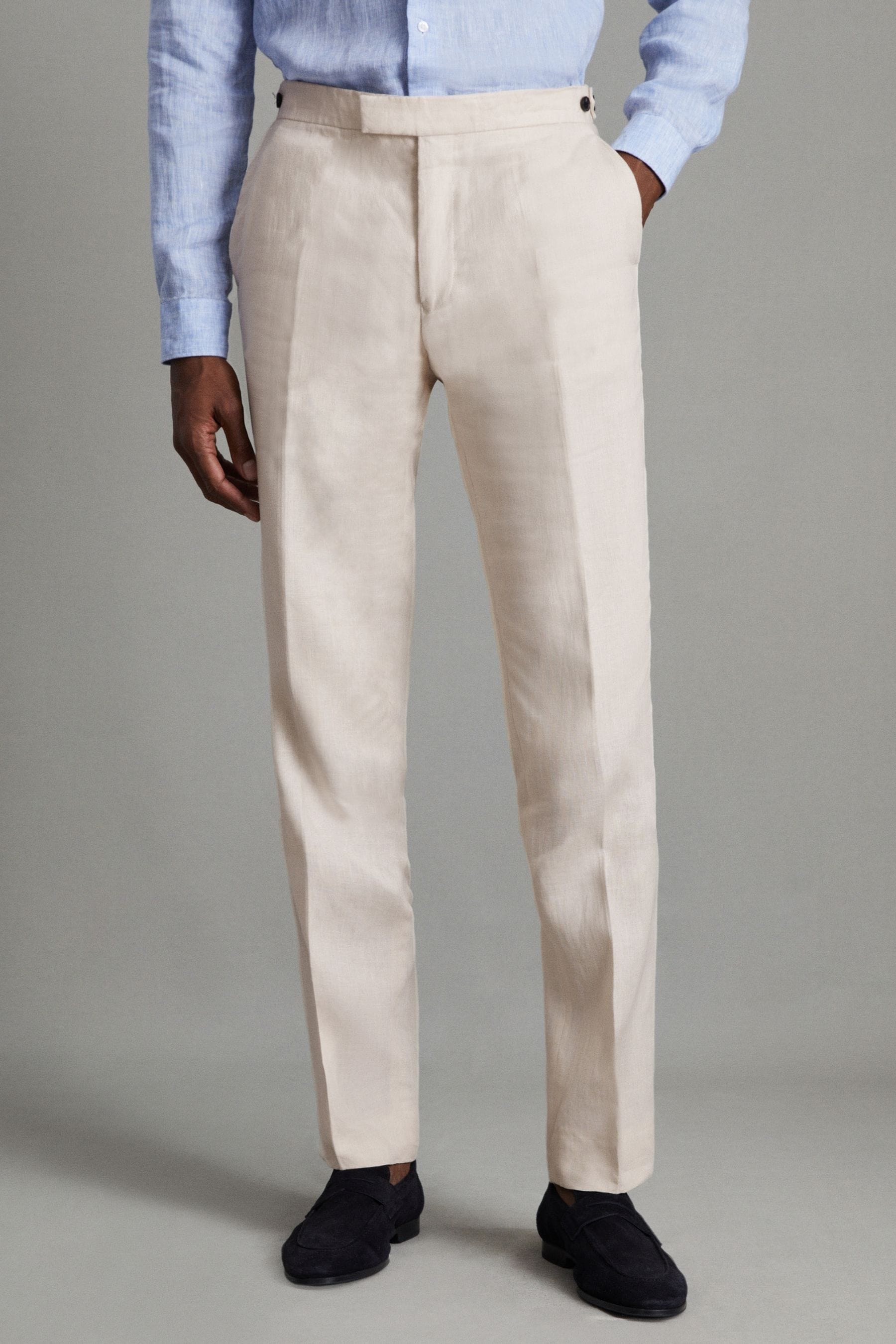 Buy Reiss Stone Kin Slim Fit Linen Trousers from the Next UK