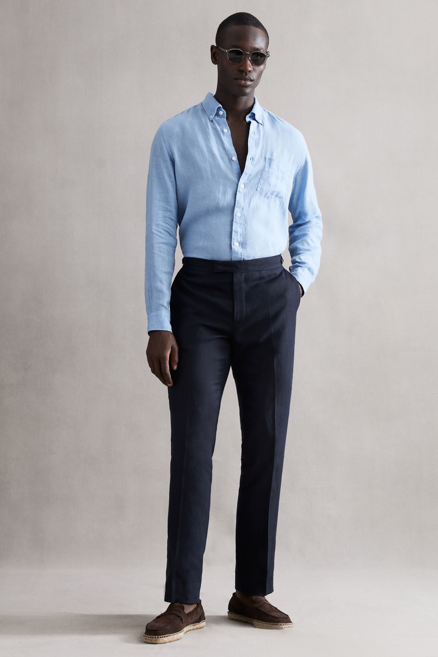Slim fit sales linen trousers