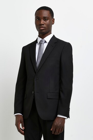 River Island Slim Twill Black Suit: Jacket