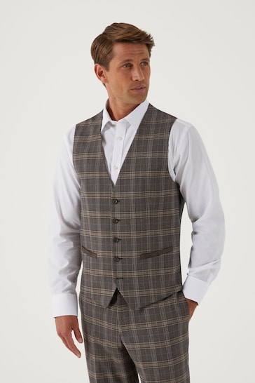 Skopes Ackley Brown Check Suit Waistcoat