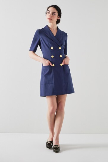 LK Bennett Navy Blue Kennedy Lenzing™ Ecovero™ Viscose Blend Dress