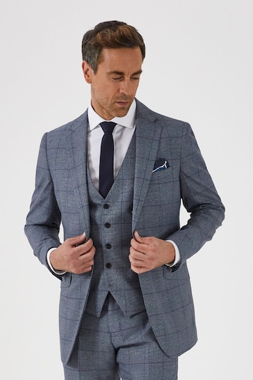 Skopes Reece Blue Check Tailored Fit Suit Jacket