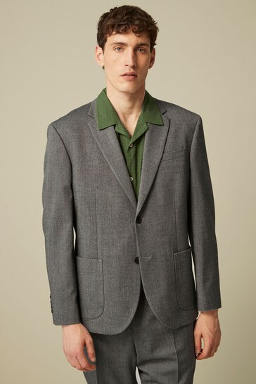 Grey Oversized Fit Donegal Suit Jacket