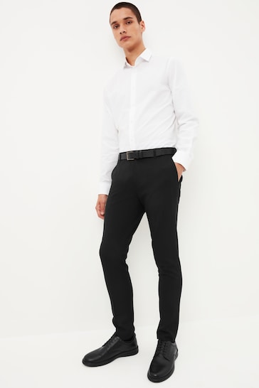 Black Super Skinny Machine Washable Plain Front Smart Trousers