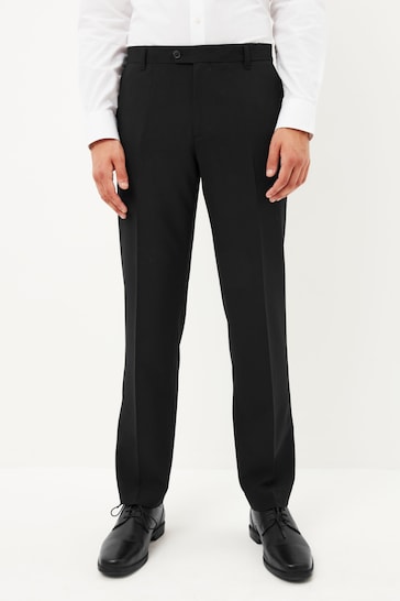 Black Tailored Machine Washable Plain Front Smart Trousers