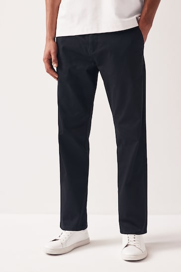 Black Straight Stretch Chino Trousers