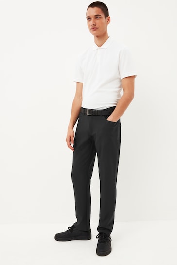 Black Jean Style Slim Machine Washable Plain Front Smart Trousers