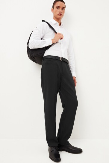 Black Jean Style Machine Washable Plain Front Smart Trousers