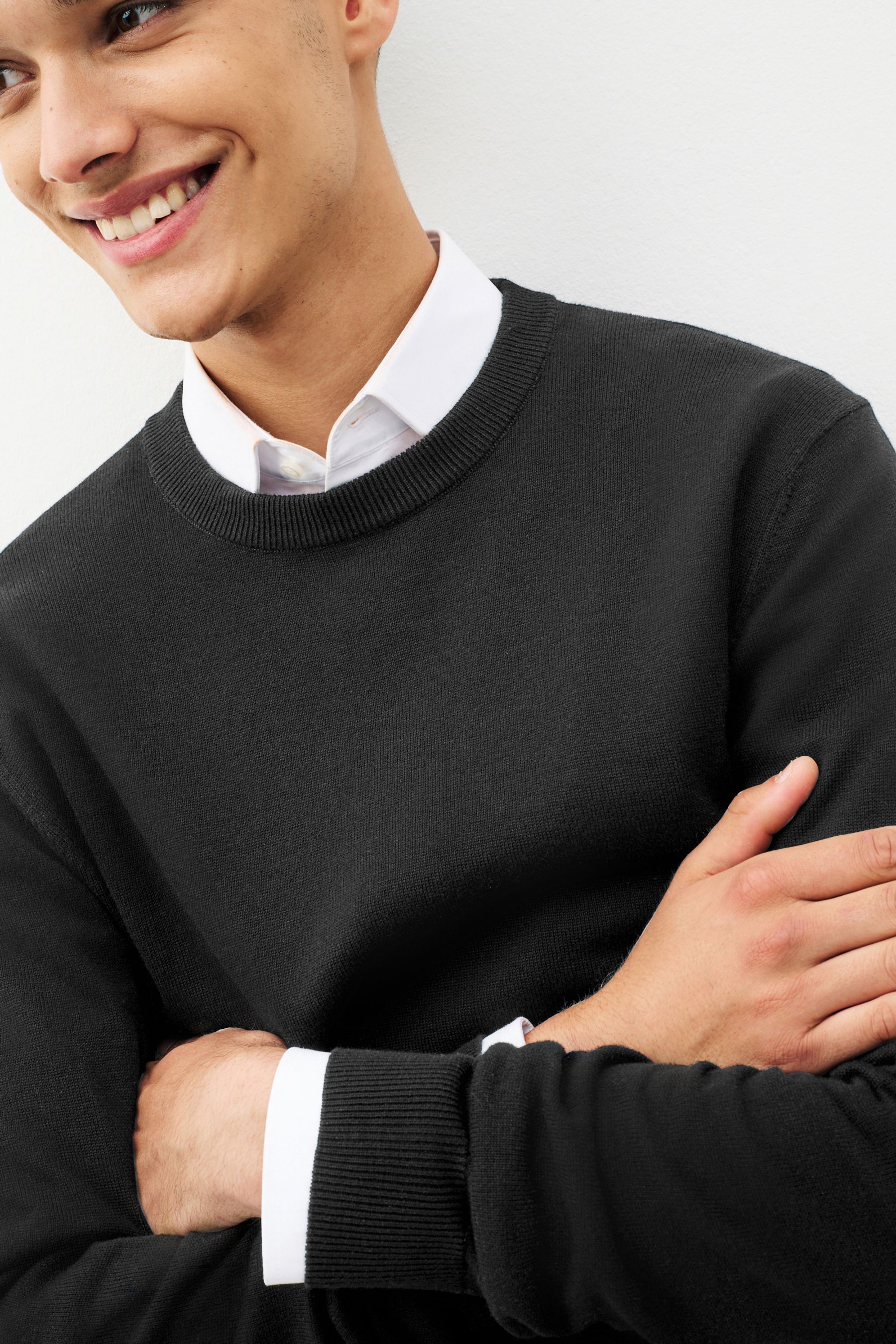 Mens black cotton jumper deals