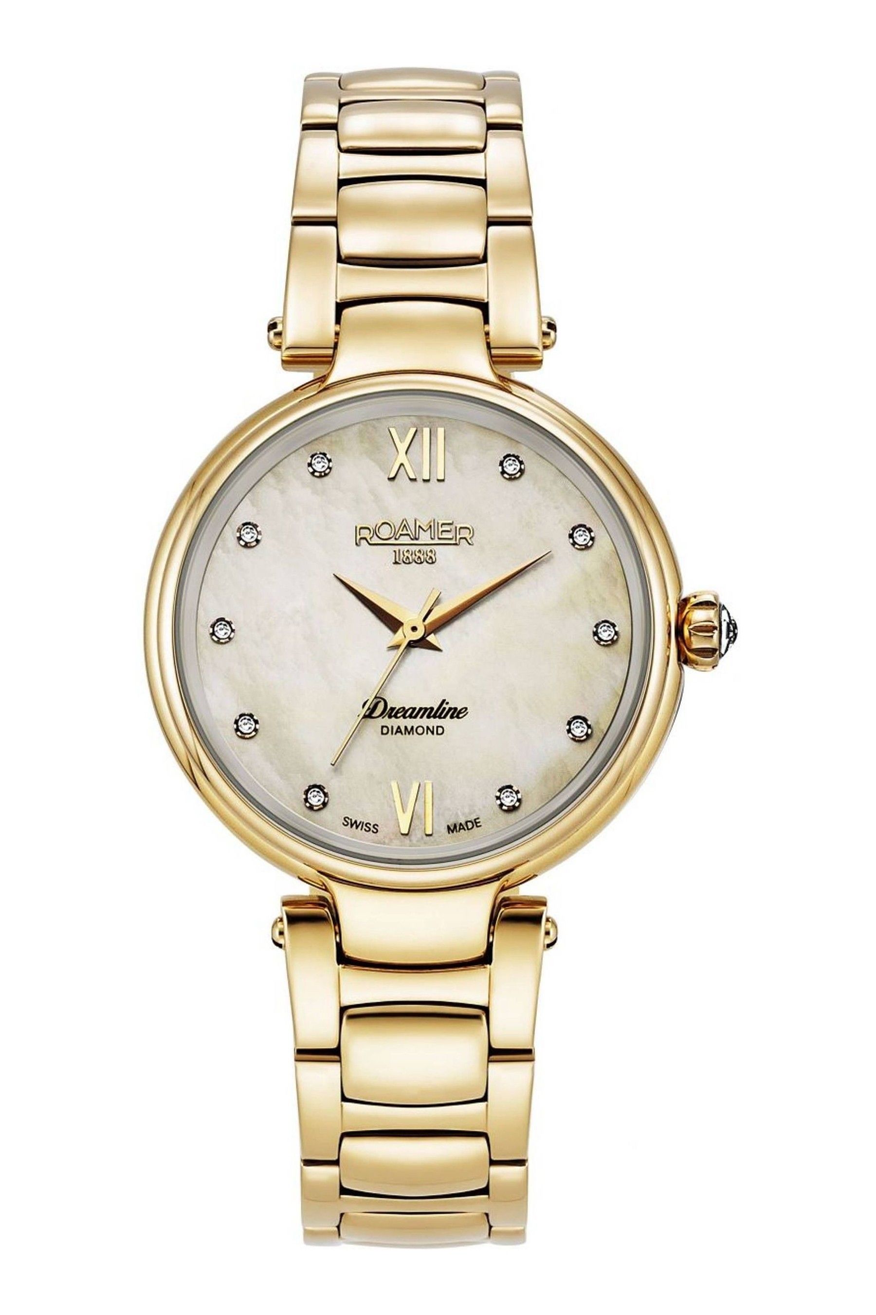 Buy Roamer Ladies Gold Tone Dreamline Diamonds Watch from the Next