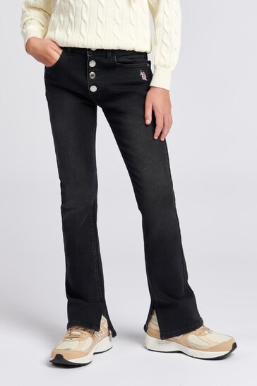 U.S. Polo Assn. Girls Coloured Bootleg Denim Black Jeans