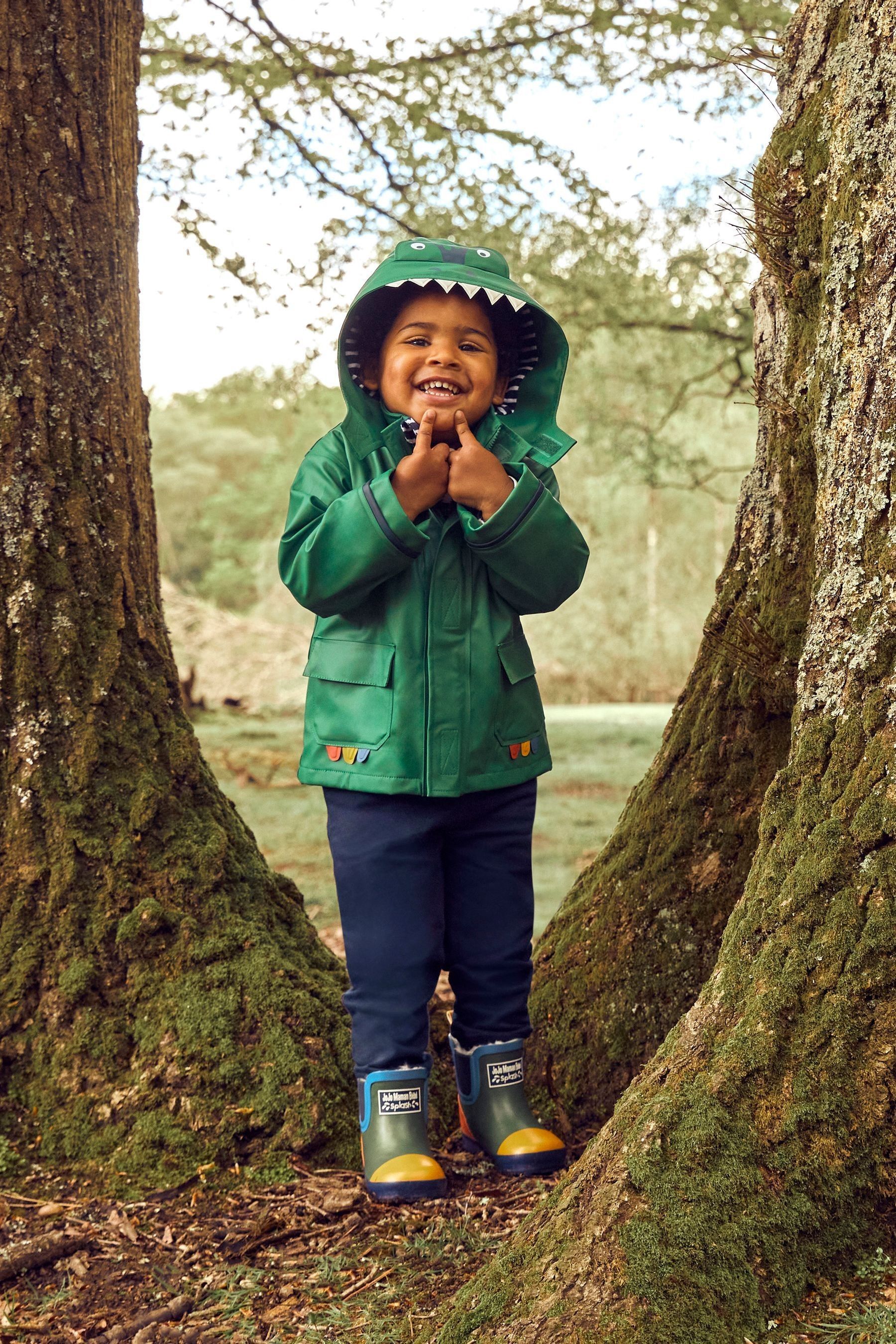 Boys dinosaur rain outlet jacket