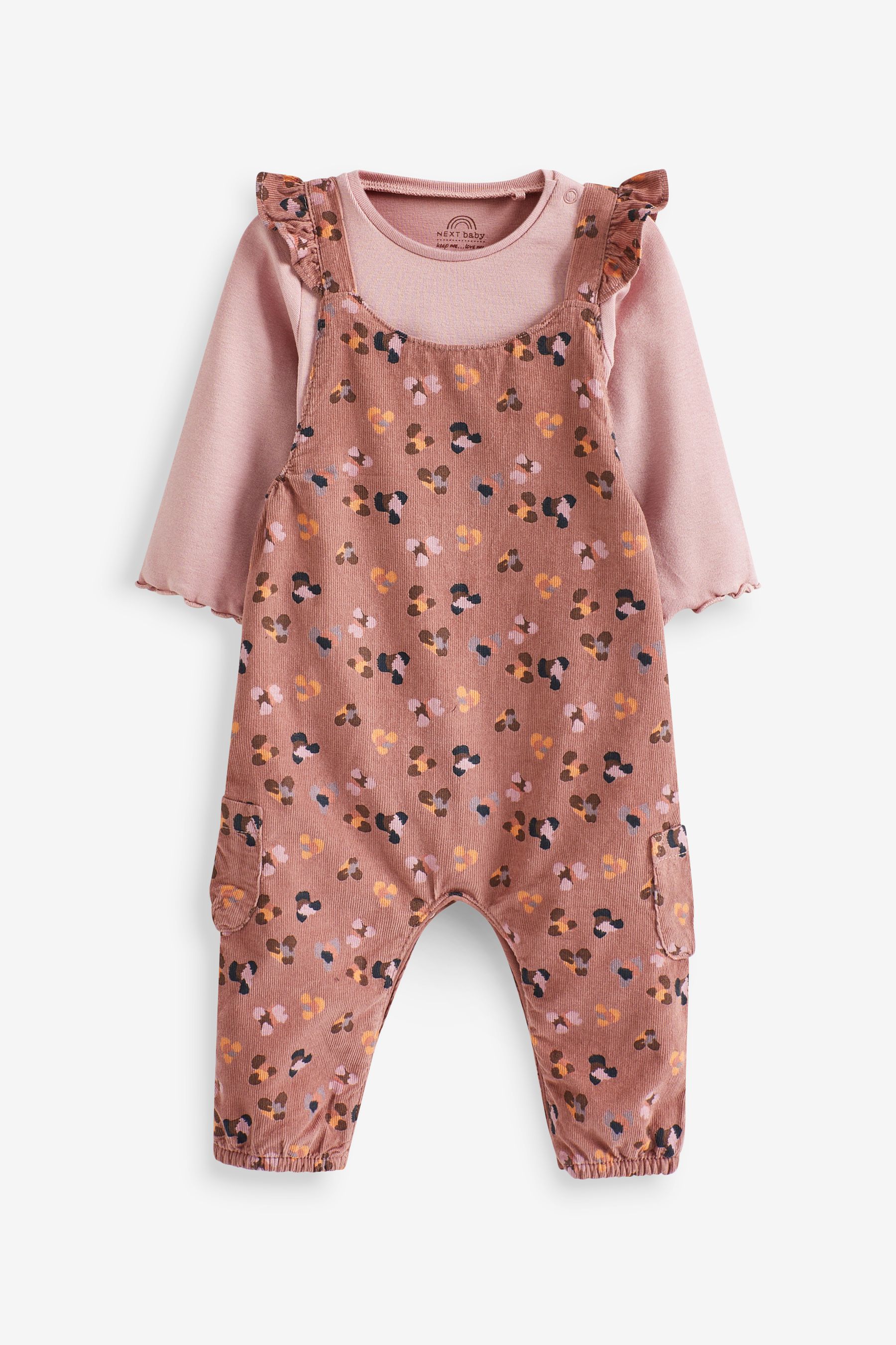 Buy Pink Leopard Print Baby 2pc Baby Dungaree Bodysuit Set
