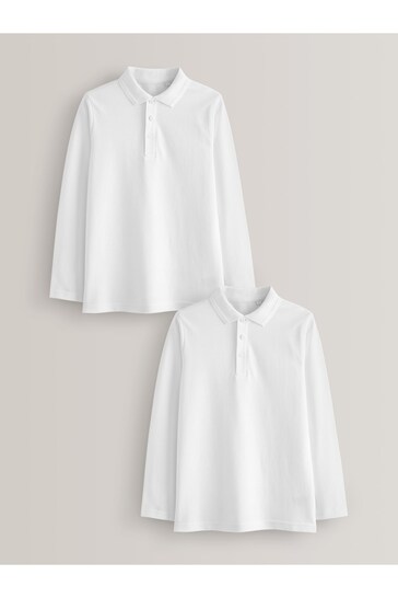 girls white long sleeve polo shirts