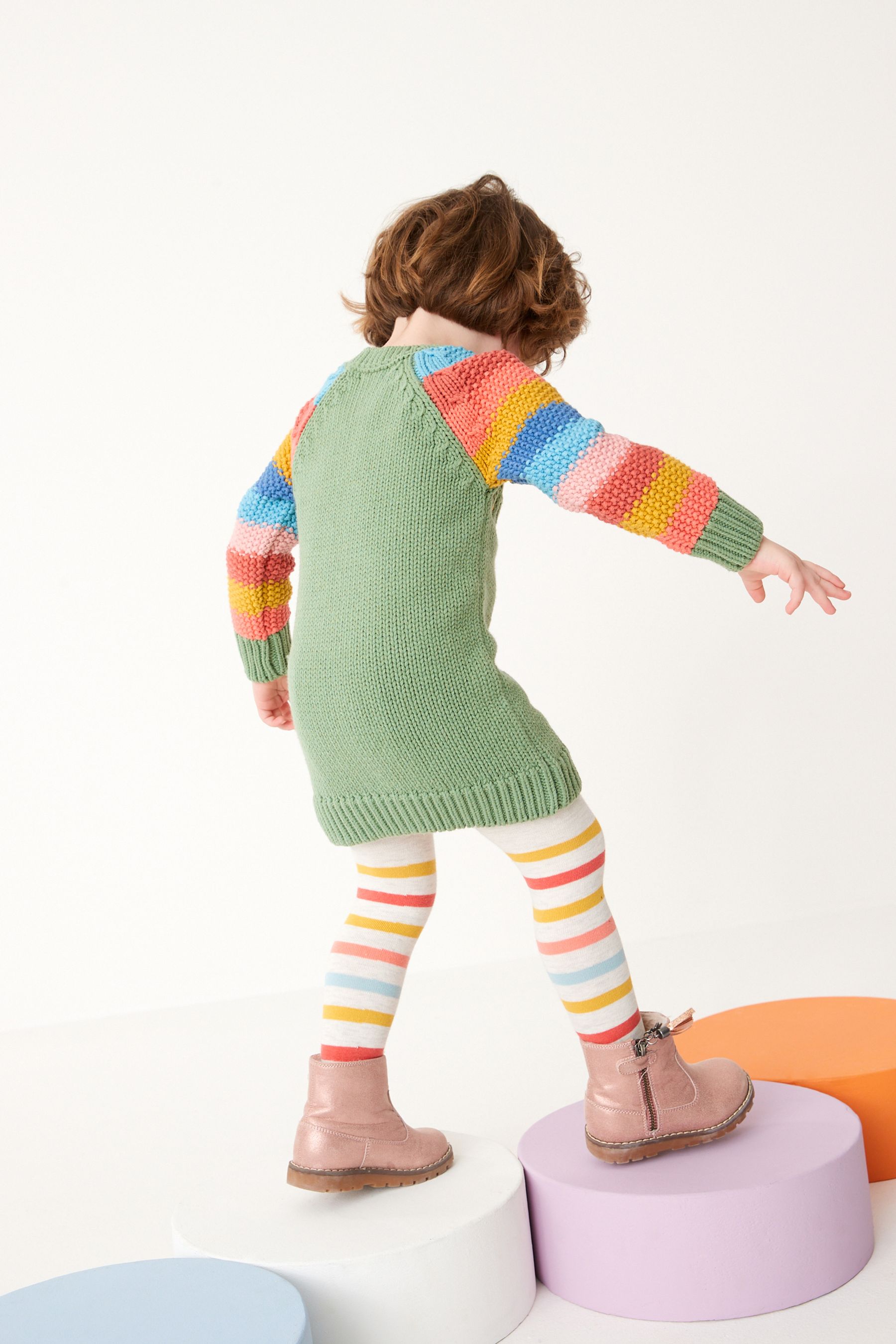 Buy Green Rainbow Character Jumper Dress And Tights Set (3mths-7yrs ...
